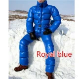 Men's Solid Color Warm Jumpsuits Parkas Winter Snow Stand Collar Thick Coats E9S55061