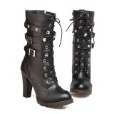 Women Rock Rivets Studded Boots High Heels 20170320gy32536