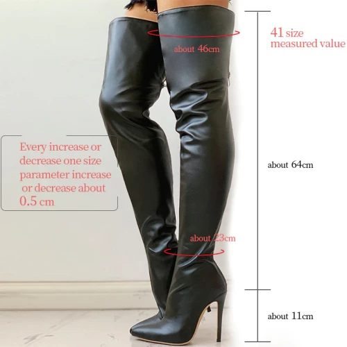 Women Black Leather Sexy Over The Knee Boots High Heels wyy201912060112