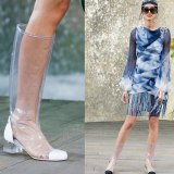 Fashion Women Crystal Heel Over The Knee  Transparent Boots D397108