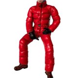 Men's Solid Color Warm Jumpsuits Parkas Winter Snow Stand Collar Thick Coats E9S55061