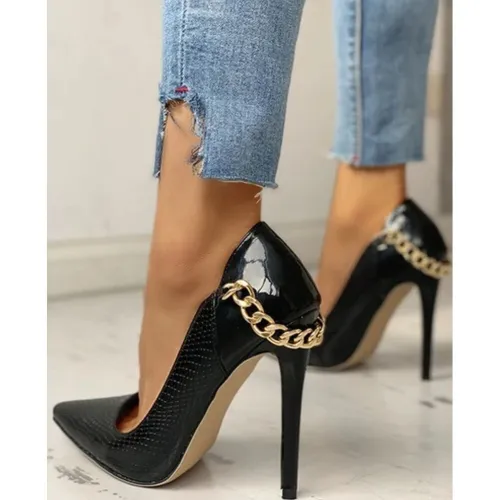 Women Chain Sexy Slip On Shallow Thin High Heels ygg202006200112