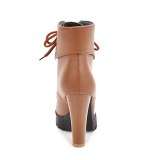 Women Lace Up Autumn Winter Square High Heels Ankle Boots  wyy202004270213