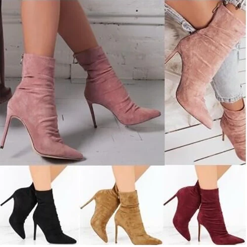 Women Handmade Vintage Style Party Club High Heel Short Boots gy201806270516