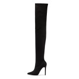 Women Slip On High Heel Socks Stretch Elastic Thigh High Boots jj10100213