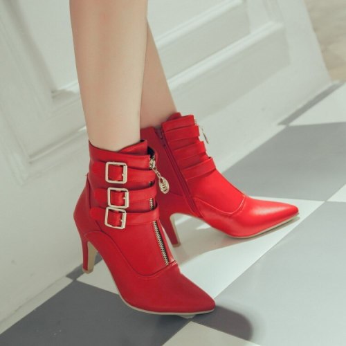 Women Pointed Toe High Heels Short Boots gy201809220112