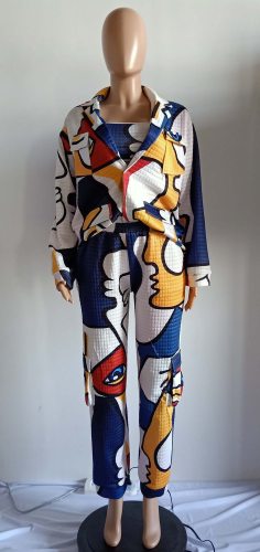 Women Printing Two Pcs One Set Tops With Bottom Pants Outfit Outfits SQ323243