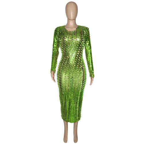 Women Sexy See Through Party Long Sleeve Dresses S39020011
