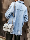 Fashion Autumn And Winter Women Fashion Loose Long-Sleeve Denim Jacket Coats