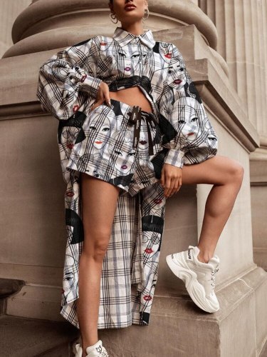 Women Digital Printing Two Pcs One Set Tops With Bottom Pants Outfit Outfits SQ32991010