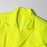 Fashion Women Yellow Loose Single Breasted Turn Down Collar Coats OF2658394