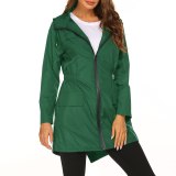 Women Quick-Drying Outdoor Zipper Waist Hooded Waterproof Jacket Coats 072637