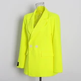 Fashion Women Yellow Loose Single Breasted Turn Down Collar Coats OF2658394