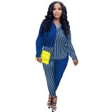 Fashion Women Striped Two Pcs One Set Tops With Bottom Pants Outfit Outfits M657586