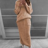 Women Winter Knitted Sweater Skirts Two Pcs Outfit Outfits 82031