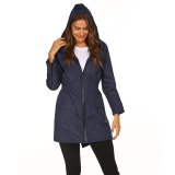 Women Quick-Drying Outdoor Zipper Waist Hooded Waterproof Jacket Coats 072637