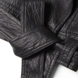 Women Faux Leather Jacket  Lapel Bow Short Coats OF003849