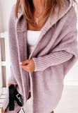 Women Loose Stitching Hooded Knitted Cardigan Sweater 210112