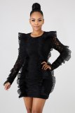 New Women's Ruffled Lace See-through Sheath Dresses AJ405465