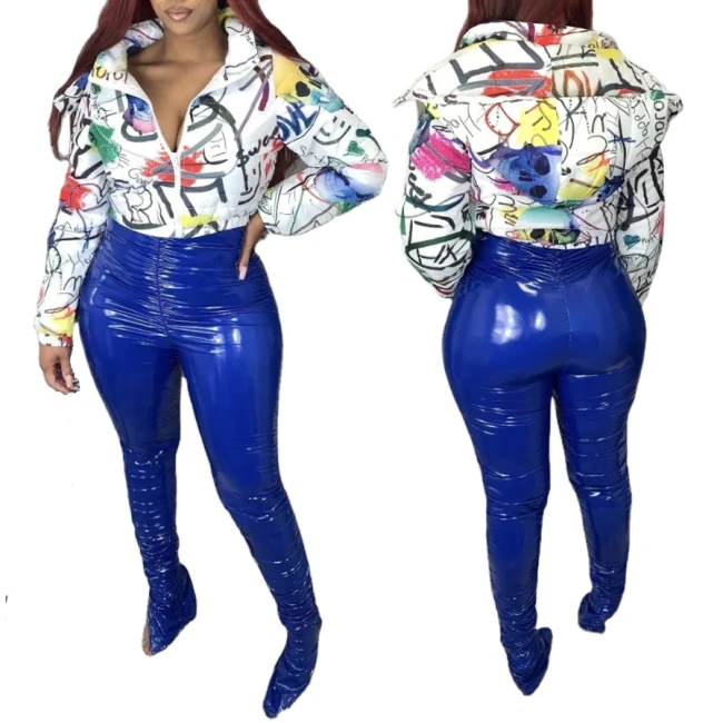 Women's Fashion New Cotton-Padded Winter Printing Hooded Coats UJ455869