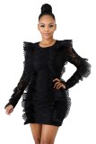 New Women's Ruffled Lace See-through Sheath Dresses AJ405465