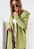 Women Loose Stitching Hooded Knitted Cardigan Sweater 210112