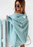 Women Loose Stitching Hooded Knitted Cardigan Sweater 210112