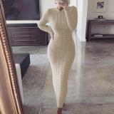 Women Long Sleeve Fall Fashion Warm Round Neck Sweaters Dresses 280819