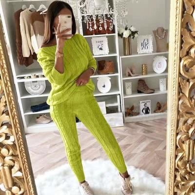 Women's Autumn And Winter Round Neck Two Pcs Sweater Outsuit Outsuits 111829