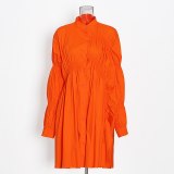 Women Fashion Stand Collar Long Sleeve Irregular Dresses OF1698293