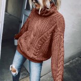 Women's Knit Vintage Twist Winter High-Neck Sweater 12334