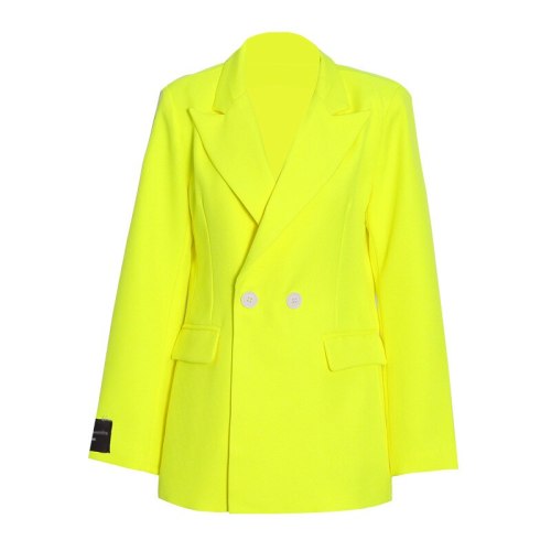 Fashion Women Yellow Loose Single Breasted Turn Down Collar Coats OF2658394