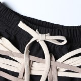 Women High Waist Bandage Patchwork Mini Skirts OF2551324