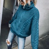 Women's Knit Vintage Twist Winter High-Neck Sweater 12334