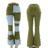 Women's High Waist Jeans Wide-Legged Gradient Pant Pants A00718