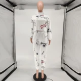 Women Two Piece Letter Print Two Pcs One Set Tops With Bottom Pants Outfit Outfits A521223