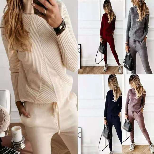 Autumn Winter Women Two Pcs One Set Tops With Bottom Pants Outfit Outfits 101526