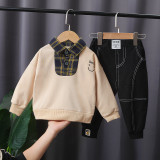 Kids Autumn Long Sleeve Smile Two Pcs One Set Tops With Bottom Pants Outfit Outfits XY-2100213