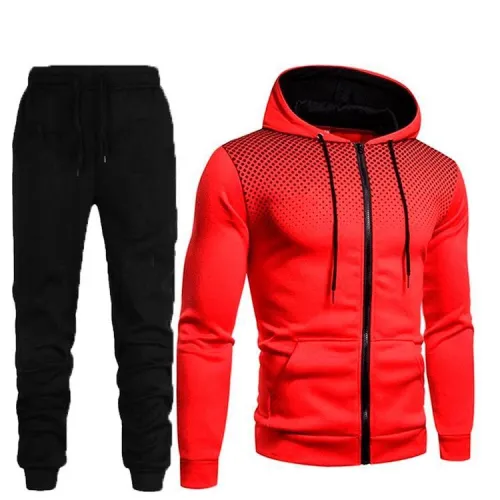 Autumn Men Printed Hoodie Two Pcs One Set Tops With Bottom Pants Outfit Outfits