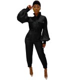 Fashion Women Solid Lantern Sleeve Long-Sleeve Bodysuits Bodysuit Outfit Outfits Y804859