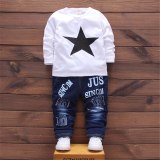 Spring Autumn Cotton Cowboy 3Pcs One Set Tops With Bottom Pants Outfit Outfits