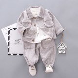 Autumn Baby Boy Lapel Two Pcs One Set Tops With Bottom Pants Outfit Outfits 0143344
