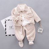 Autumn Baby Boy Lapel Two Pcs One Set Tops With Bottom Pants Outfit Outfits 0143344