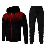Autumn Men Printed Hoodie Two Pcs One Set Tops With Bottom Pants Outfit Outfits