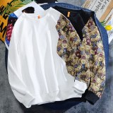 Autumn Men Stitching Loose T-Shirt Bear Tops t224657