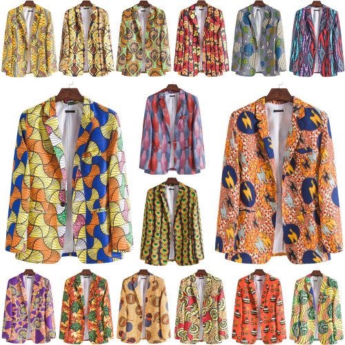 Men National Slim Fit Printed Ethnic Style Jacket Coats XF20112