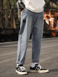 Men's Elastic Waist Straight Jeans Pant Pants 800617