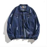 Men's Spring Autumn Hole Fashion Jeans Jacket Coats 180112