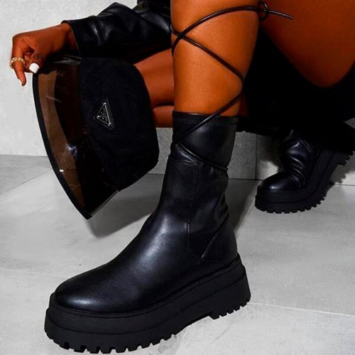 Women's Platform Fashion PU Leather Ankle Boots YN-939410