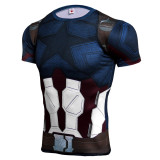 Fashion Men Digital Printing Superman Black Short Sleeve Tops A-2493104